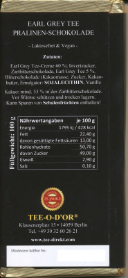 EARL GREY TEA in Zartbitterschokolade